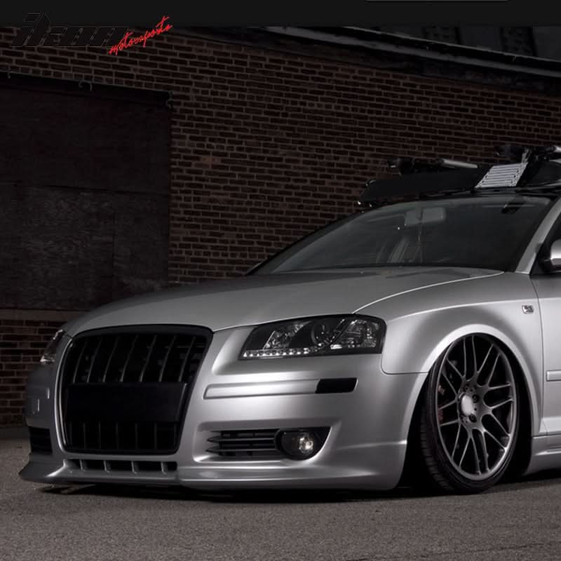 2006-2009 Audi A3 Euro Style Black Front Lip Spoiler & Splitter PU - Image 2