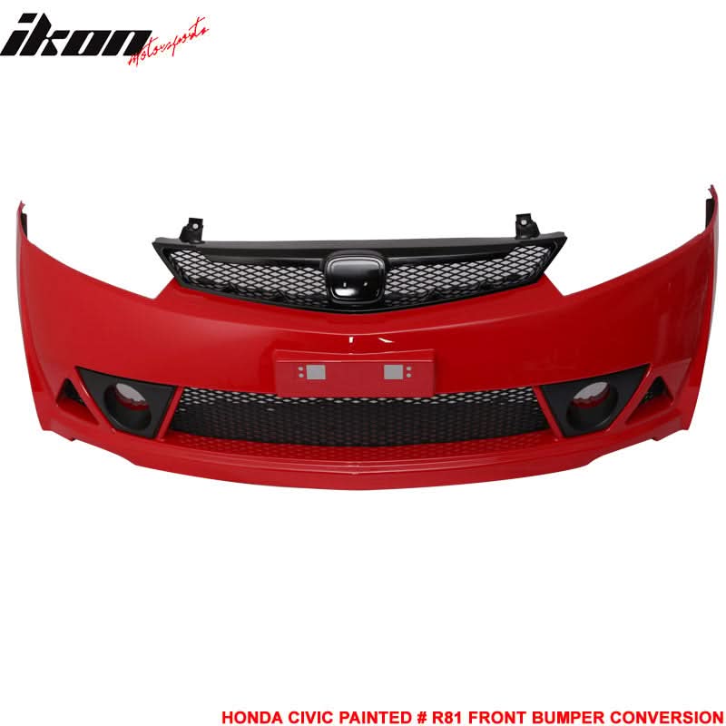 2006-2011 Honda Civic Mugen RR Style Paint Milano Red PP Front Bumper - Image 4