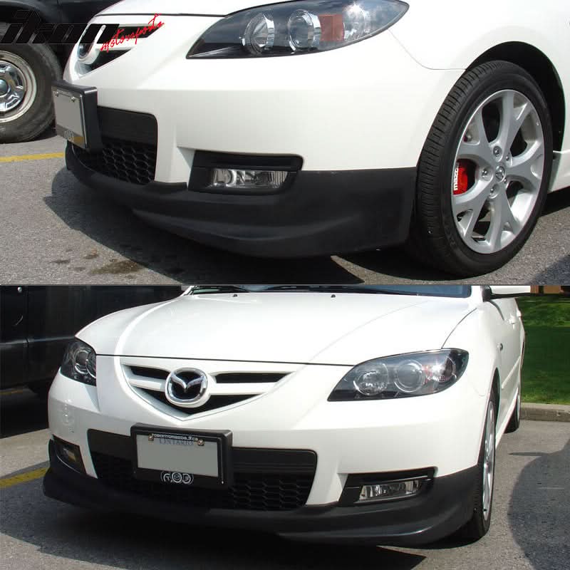 2007-2009 Mazda 3 N1 Style Unpainted Black Front Bumper Lip PU - Image 4