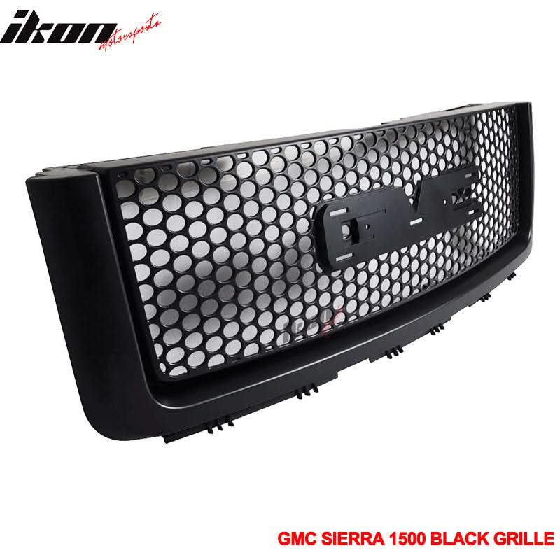 2007-2013 GMC Sierra 1500 2500 Light Duty Black Mesh Front Grille ABS - Image 2