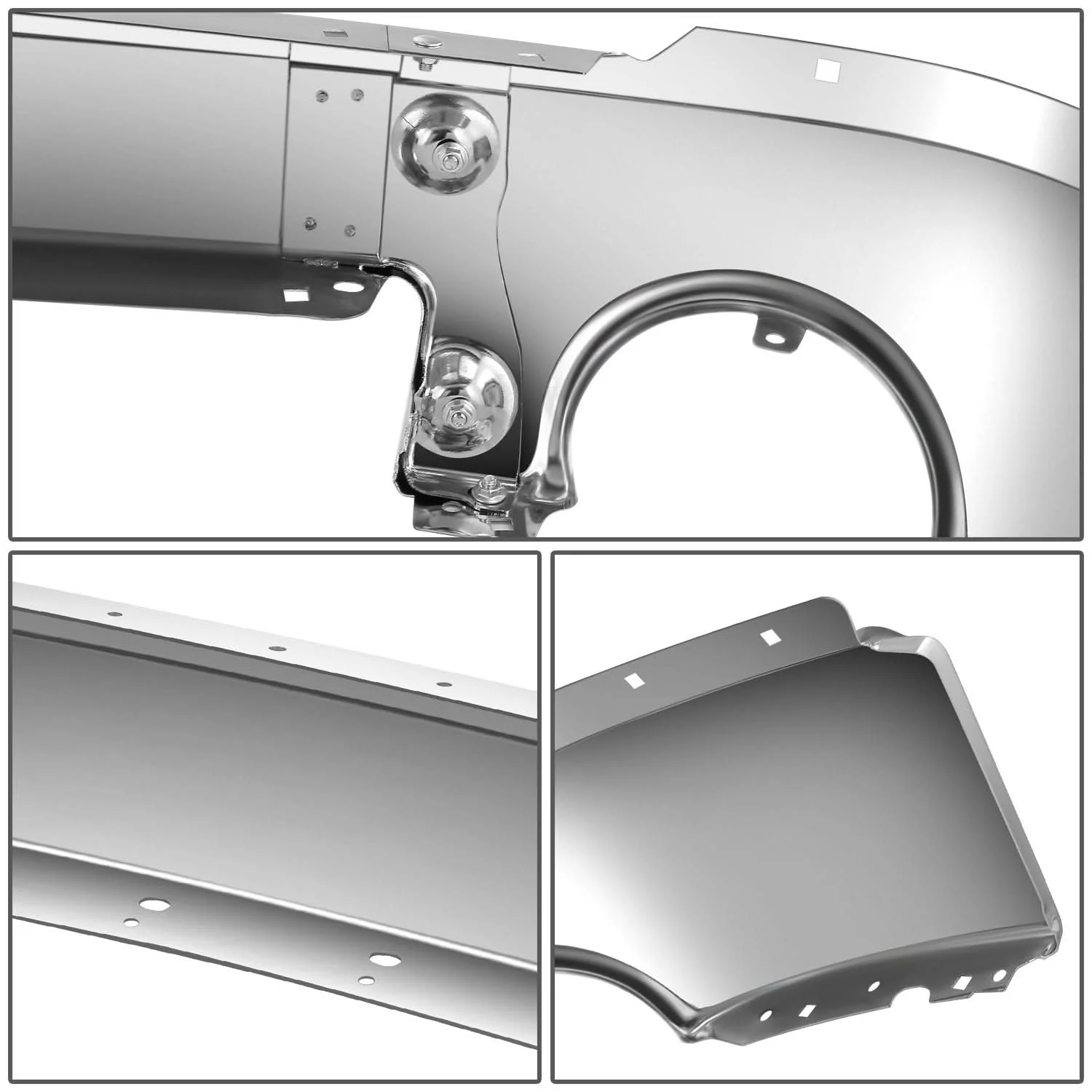 2007-2013 GMC Sierra 1500 Chrome Front Bumper Cover w/ Fog Lamp Holes - Image 3