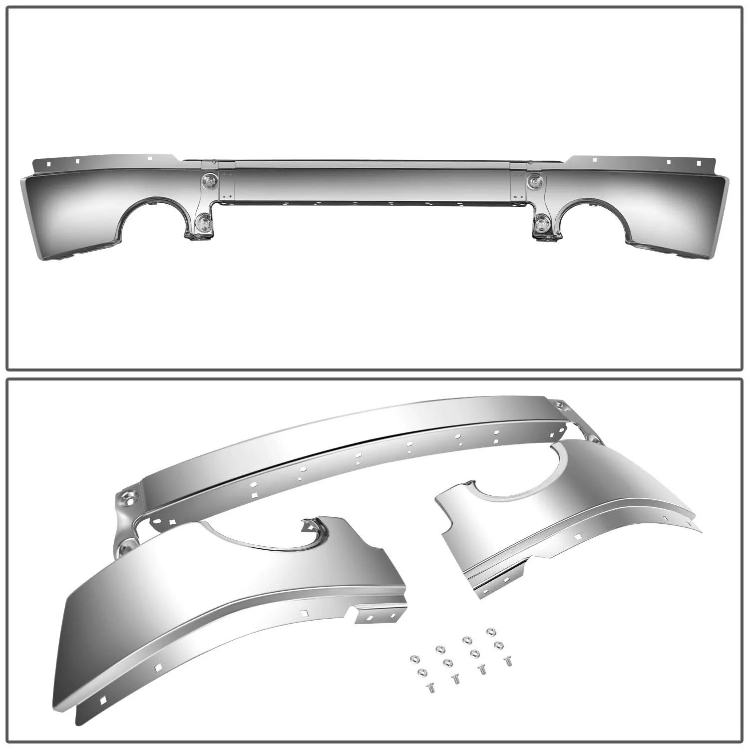 2007-2013 GMC Sierra 1500 Chrome Front Bumper Cover w/ Fog Lamp Holes - Image 4