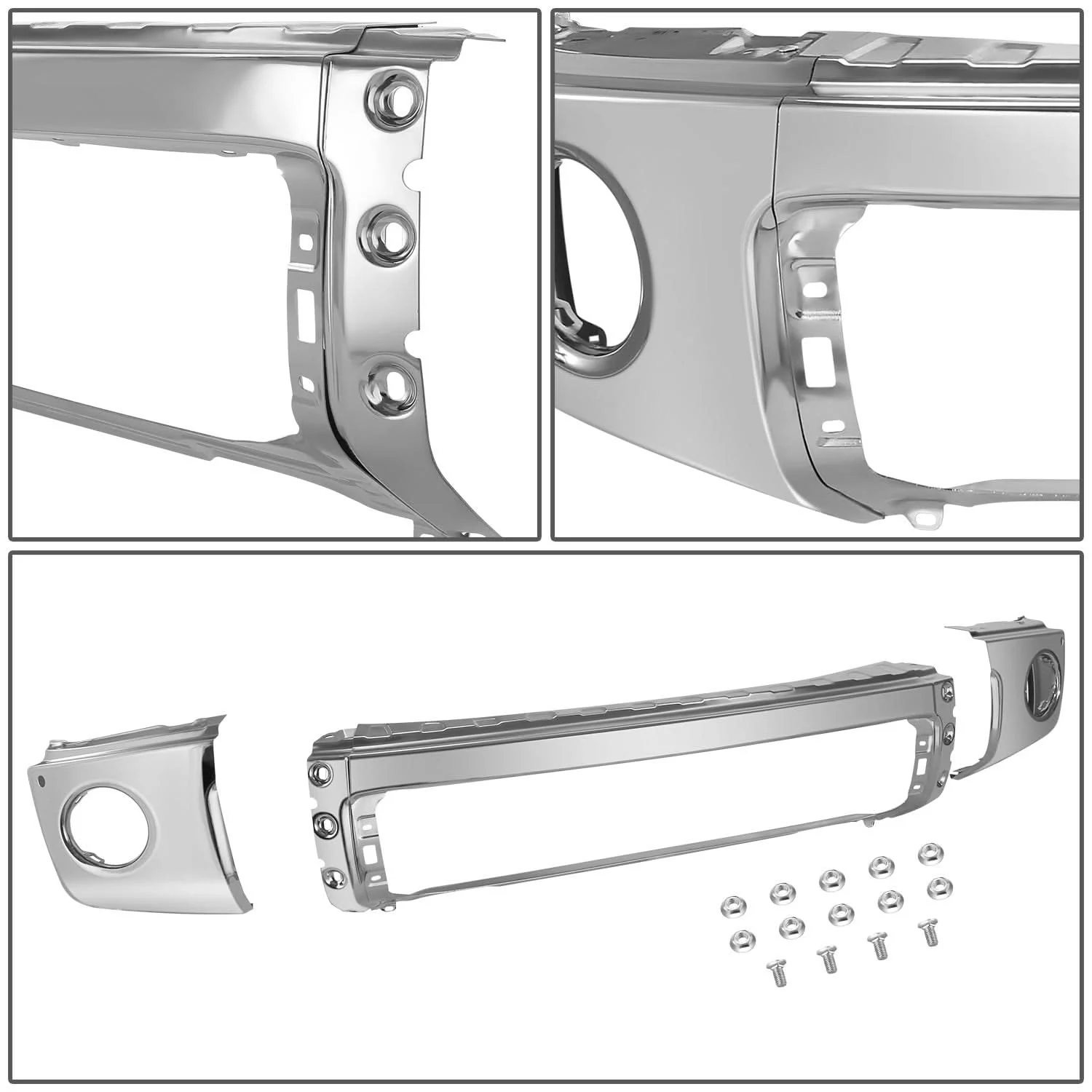 2007-2013 Toyota Tundra Front Bumper Cover w/ Sensor Holes - Steel Chrome - Image 2