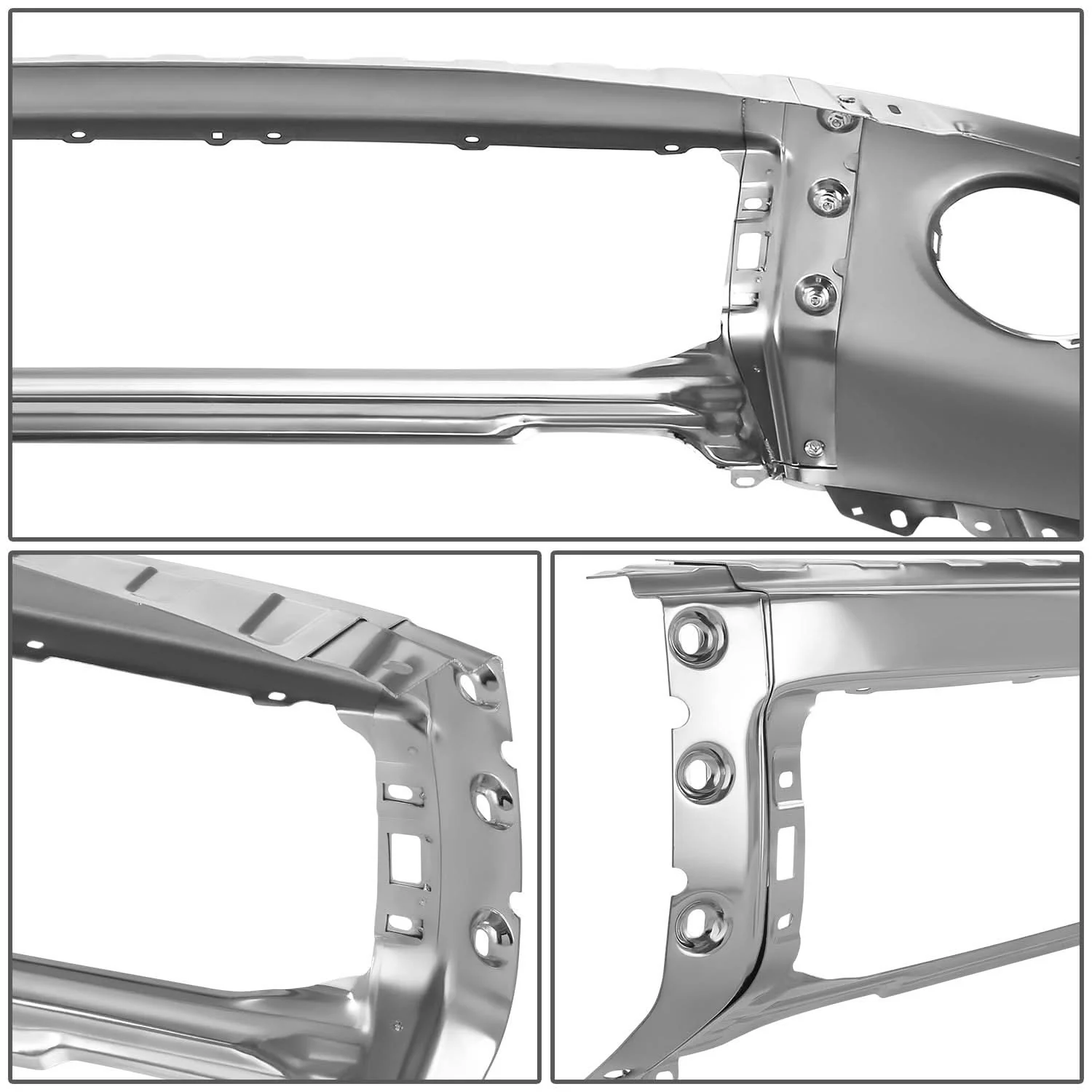 2007-2013 Toyota Tundra Front Bumper Cover w/ Sensor Holes - Steel Chrome - Image 3