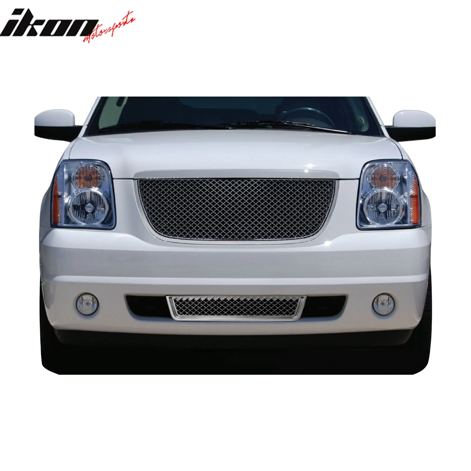 2007-2014 GMC Yukon Bently Mesh Style Chrome Front Upper Grille ABS - Image 2