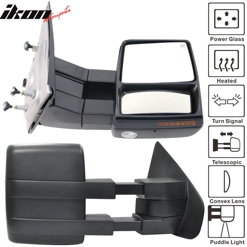 2007-2014Â F150 Tow Mirrors Power Heated Turn Signal Puddle Light 2PC