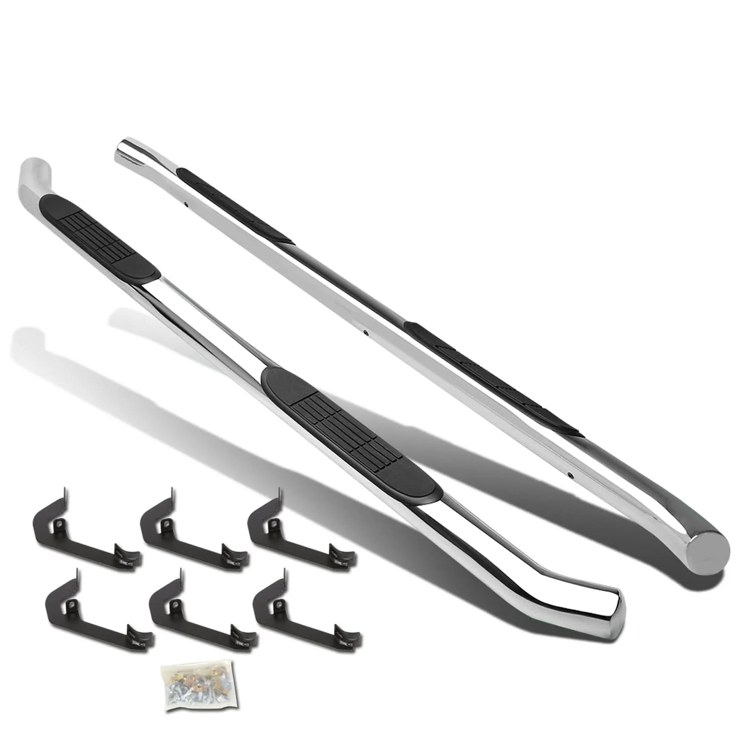 2007-2016 Chevrolet Silverado HD 3" Round Nerf Bars - Silver - Image 2
