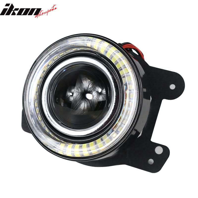 2007-2016 Jeep Wrangler LED Projector Fog Light With Halo Clear Lens - Image 2