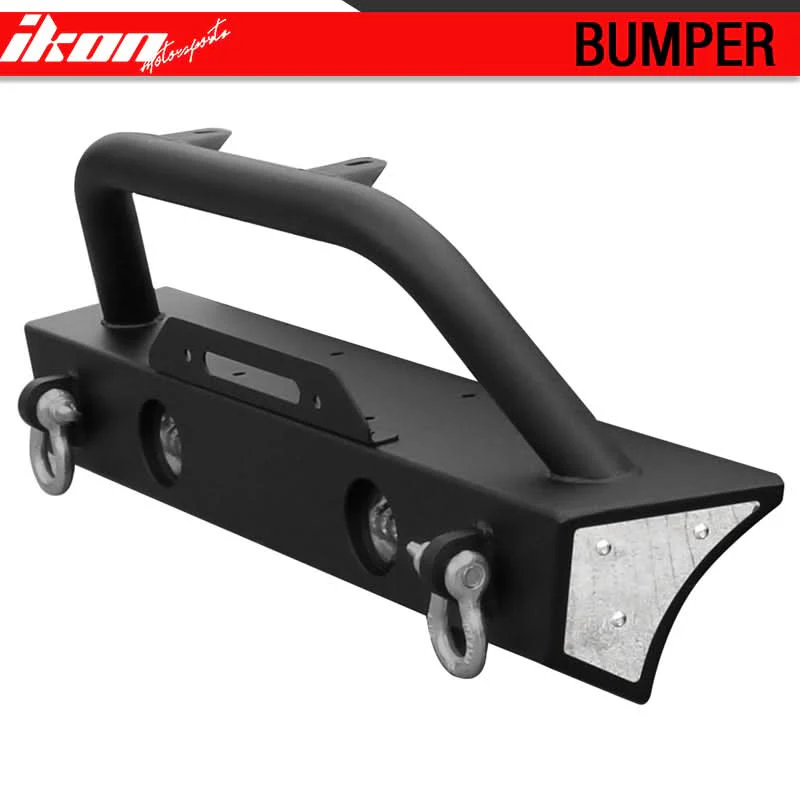 2007-2017 Jeep Wrangler JK Front Bumper Guard Winch Plate Light Steel - Image 2