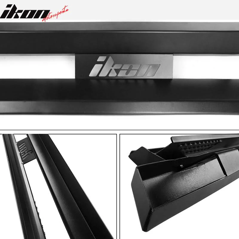 2007-2019 Chevy Silverado GMC Sierra IKON V1 Black Running Board Steel - Image 8