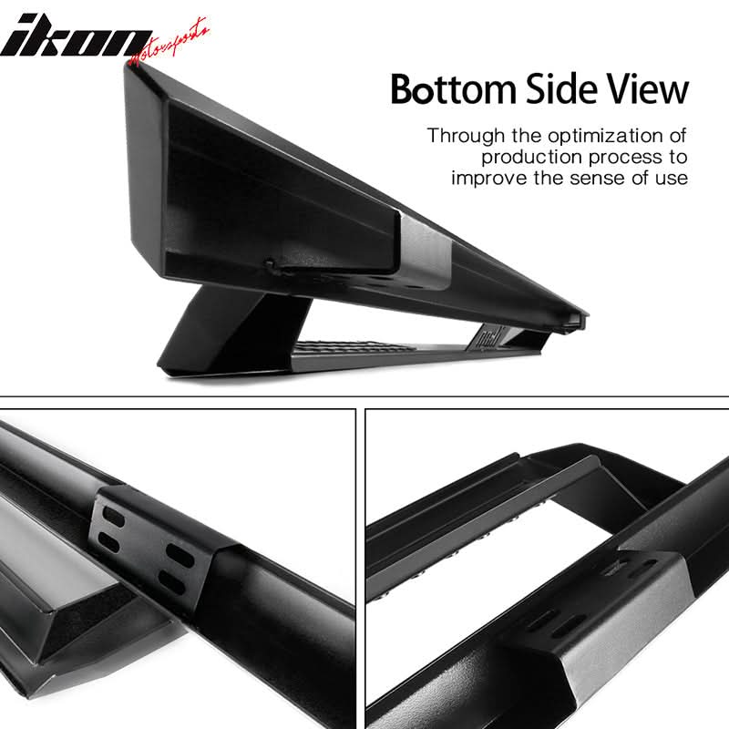 2007-2021 Toyota Tundra Crew Max IKON V1 Black Running Boards Steel - Image 7