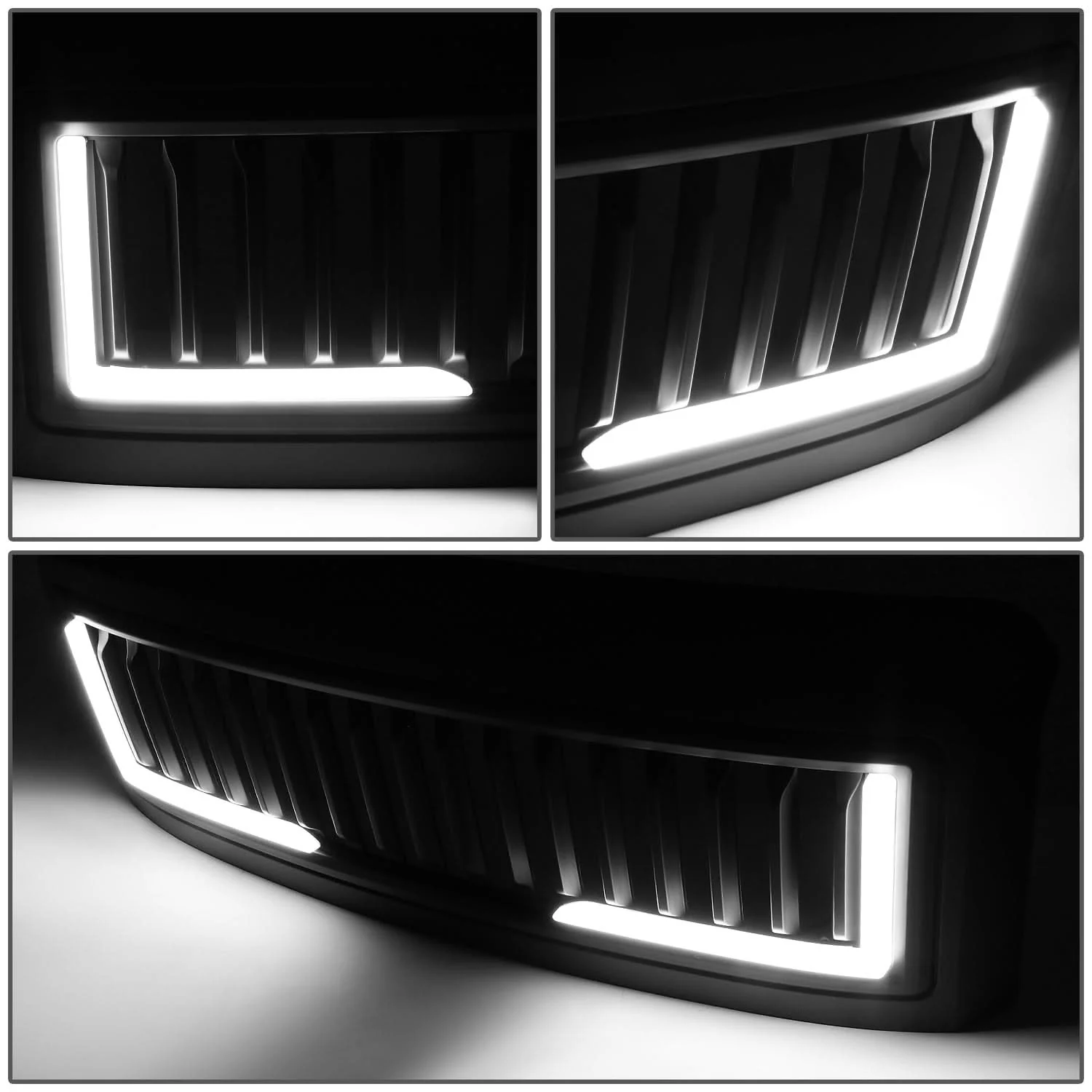 2008-2010 Ford F-250/F-350/F-450/F-550 Vertical Fence Style LED DRL Grille - Image 4