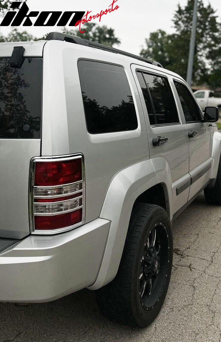 2008-2013 Jeep Liberty Chrome ABS Tail Lights Frame Bezel Trim Pair - Image 3