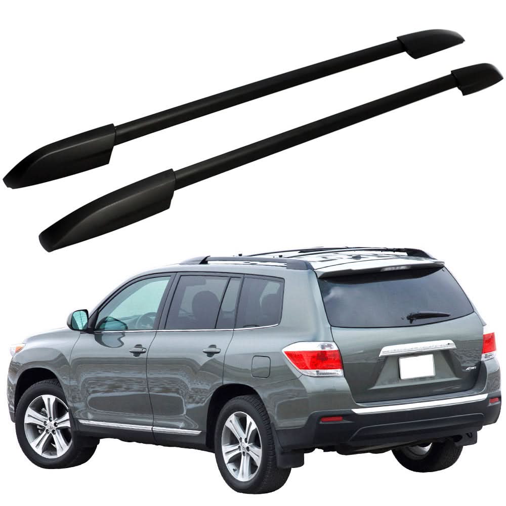 2008-2013 Toyota Highlander Black Roof Rack Rail Side Top 2PC - Image 2