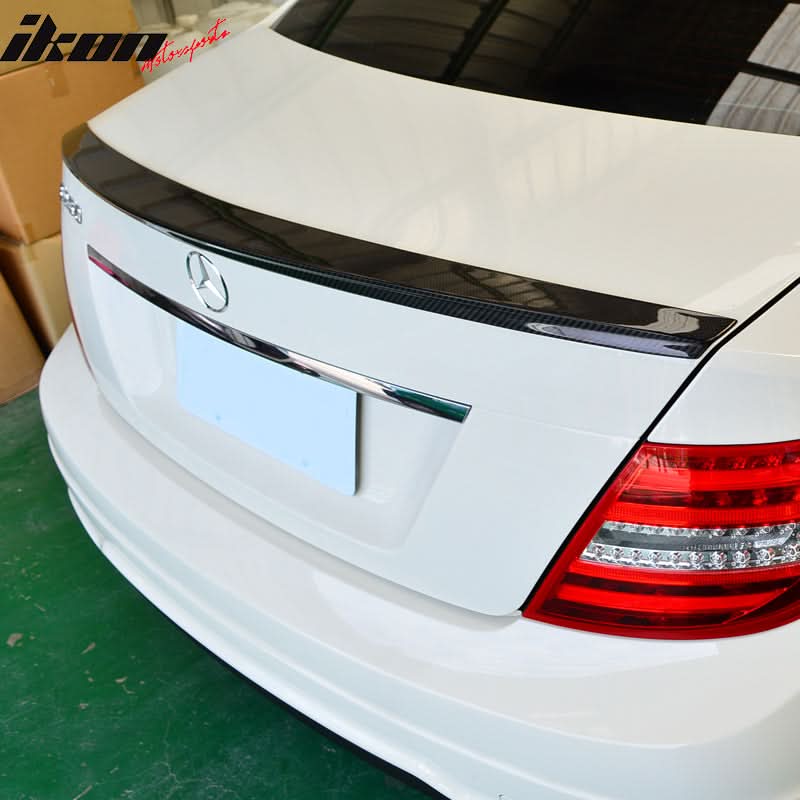 2008-2014 Benz C-Class W204 Sedan IKON Style Carbon CF Trunk Spoiler - Image 2