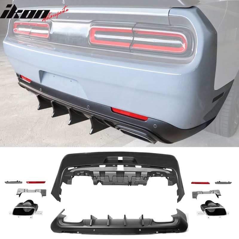 2008-2014 Challenger Front+Rear Bumper Cover+Fender Flares+V3 Diffuser - Image 3