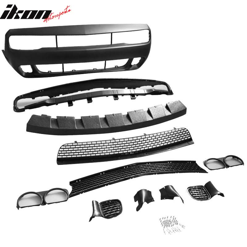 2008-2014 Challenger Front+Rear Bumper Cover+Fender Flares+V3 Diffuser - Image 7