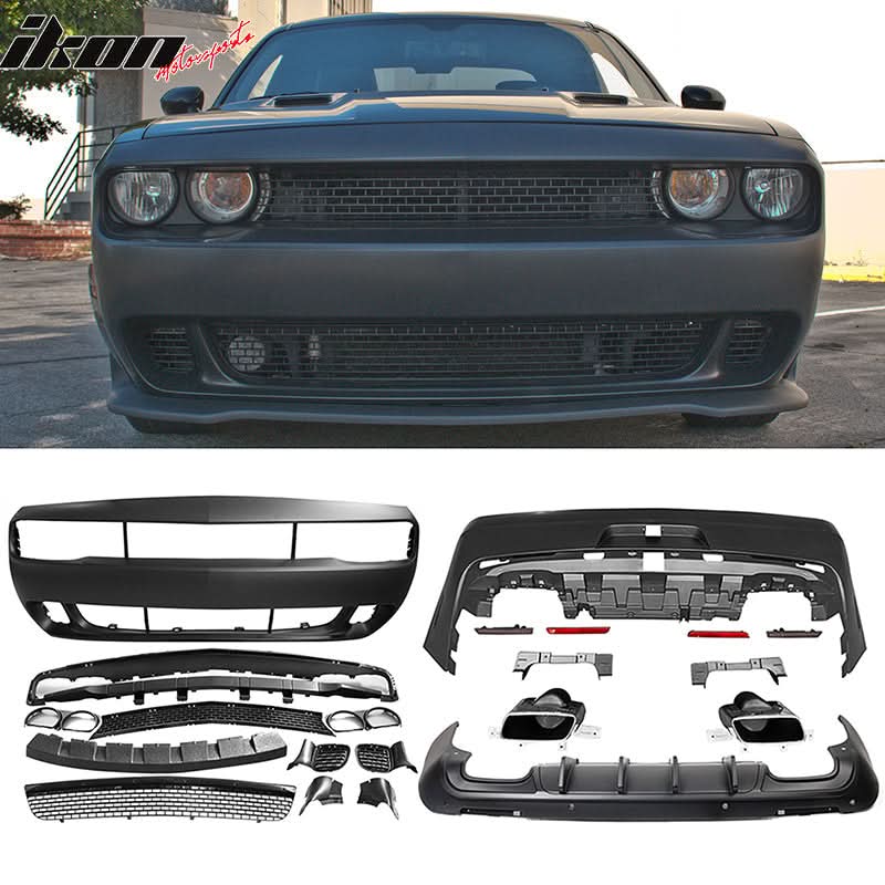 2008-2014 Dodge Challenger Front + Rear Bumper Cover + Diffuser PP - Image 10