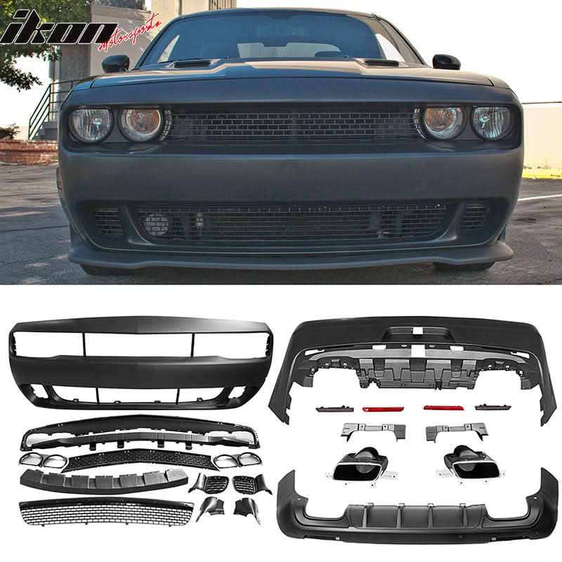 2008-2014 Dodge Challenger Front + Rear Bumper Cover + Diffuser PP - Image 14