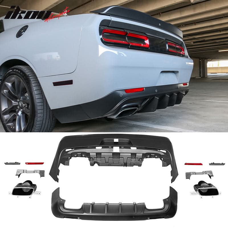 2008-2014 Dodge Challenger Front+Rear Bumper Cover+Lip+Diffuser PP - Image 16