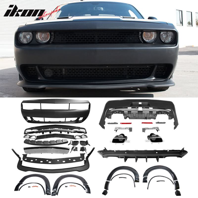 2008-2014 Dodge Challenger Front+Rear Bumper Cover+Lip+Diffuser PP - Image 6