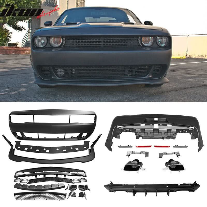 2008-2014 Dodge Challenger Front+Rear Bumper Cover+Lip+Diffuser PP - Image 12