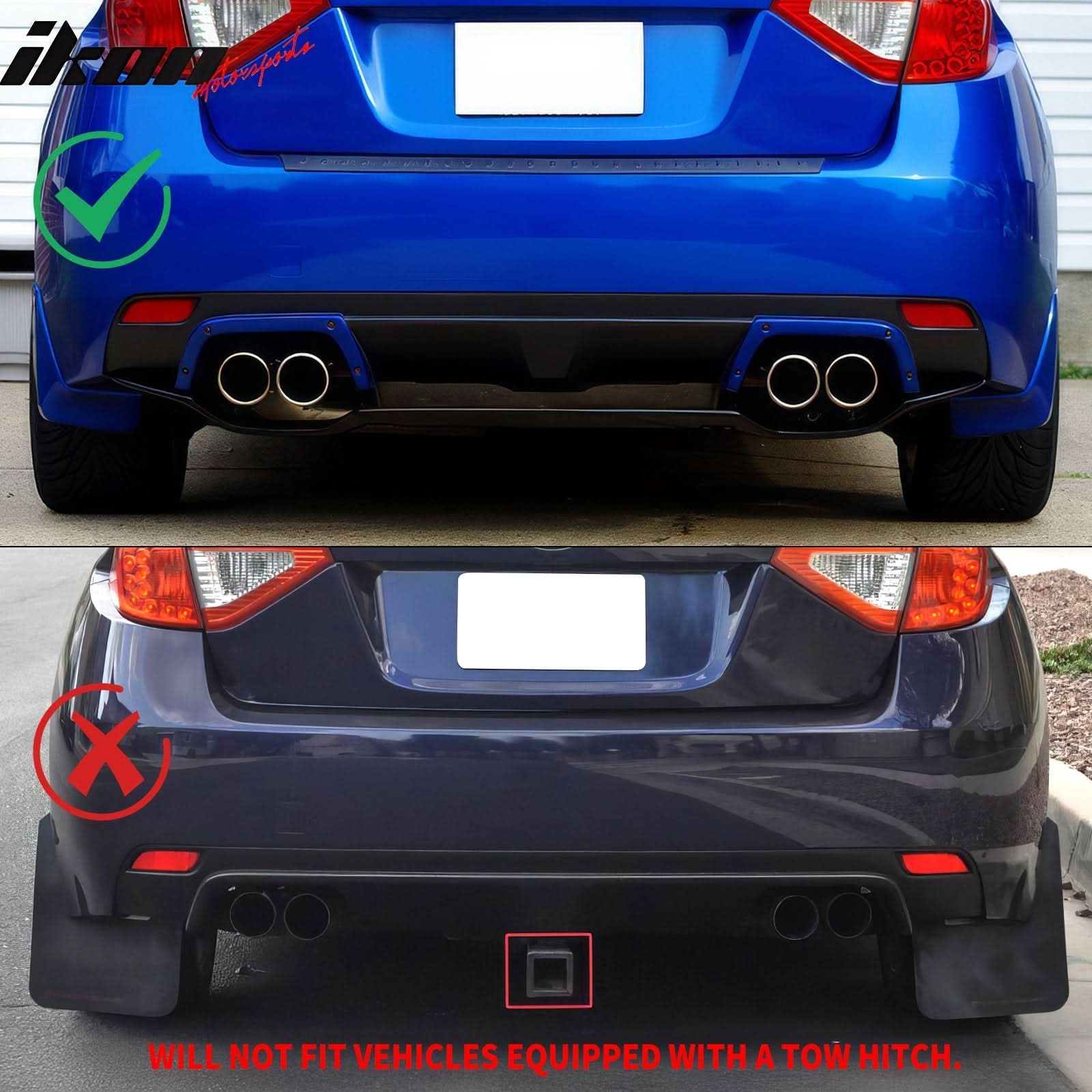 2008-2014 Subaru Impreza STI Carbon Fiber Print Rear Bumper Lip ABS - Image 8