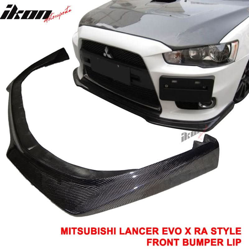 2008-2015 Mitsubishi Lancer EVO X RA Style Front Lip Carbon Fiber - Image 5