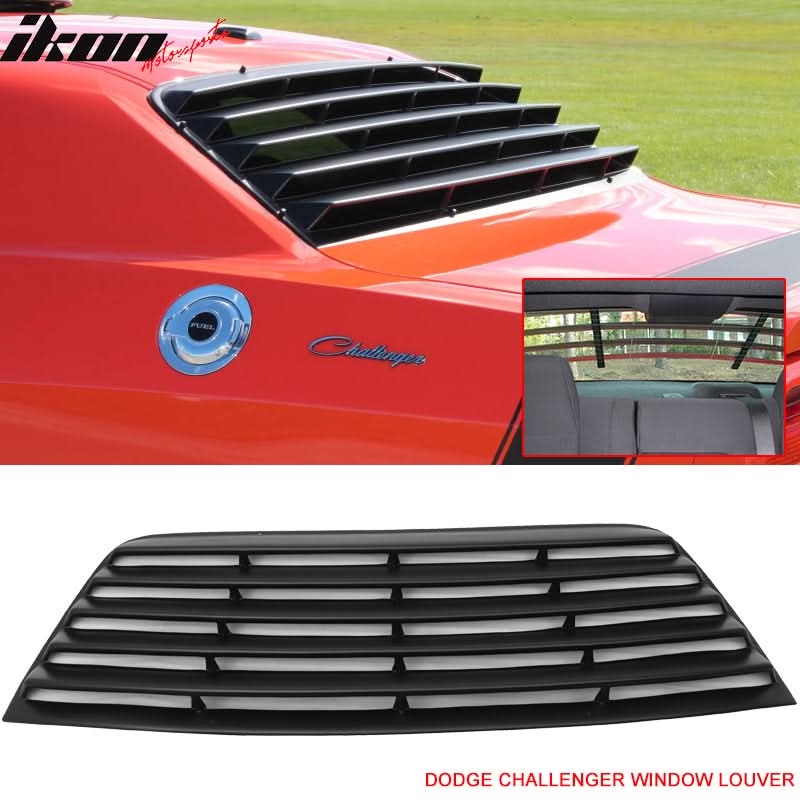 2008-2023 Dodge Challenger XE Style Rear Window Louver Side Vent PP PU - Image 3