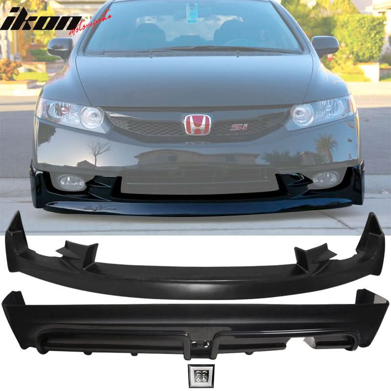 2009-2011 Honda Civic  Mugen Front Lip PU Rear Lip PP LED Brake Lamp - Image 6