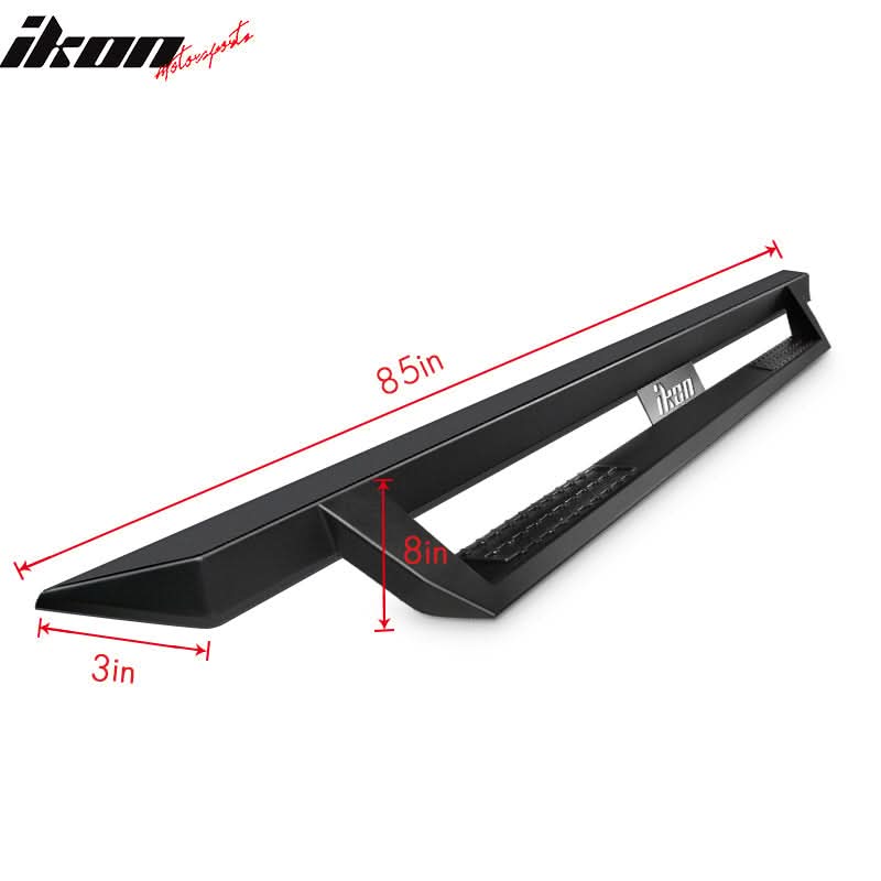 2009-2014 Ford F-150 Crew Cab IKON V1 Black Running Boards Solid Steel - Image 3