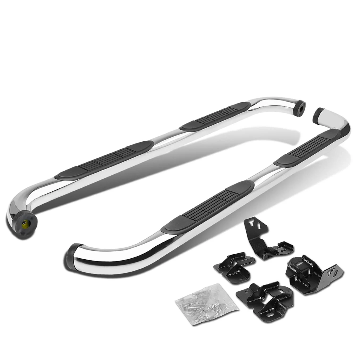 2009-2014 Ford F-150 Super Crew 3" Round Nerf Bars - Silver - Image 3