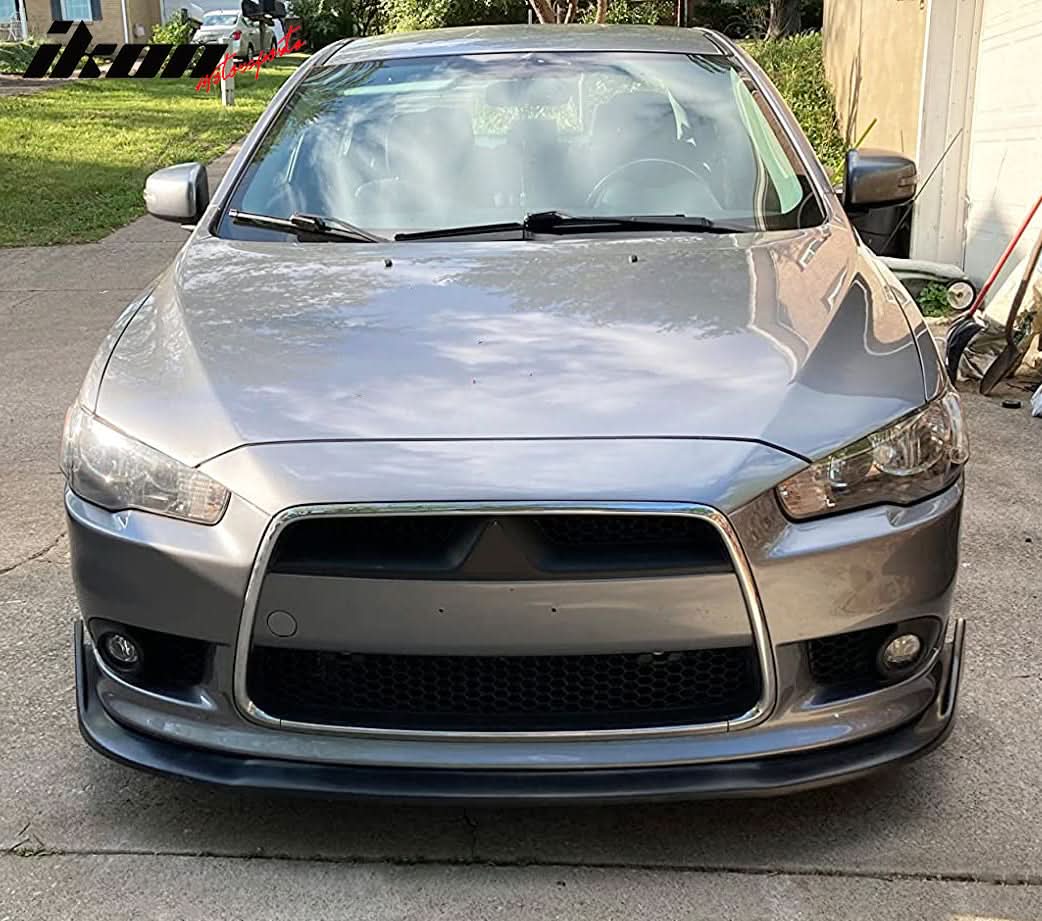 2009-2015 Mitsubishi Lancer CS Unpainted Black Front Bumper Lip PU - Image 3