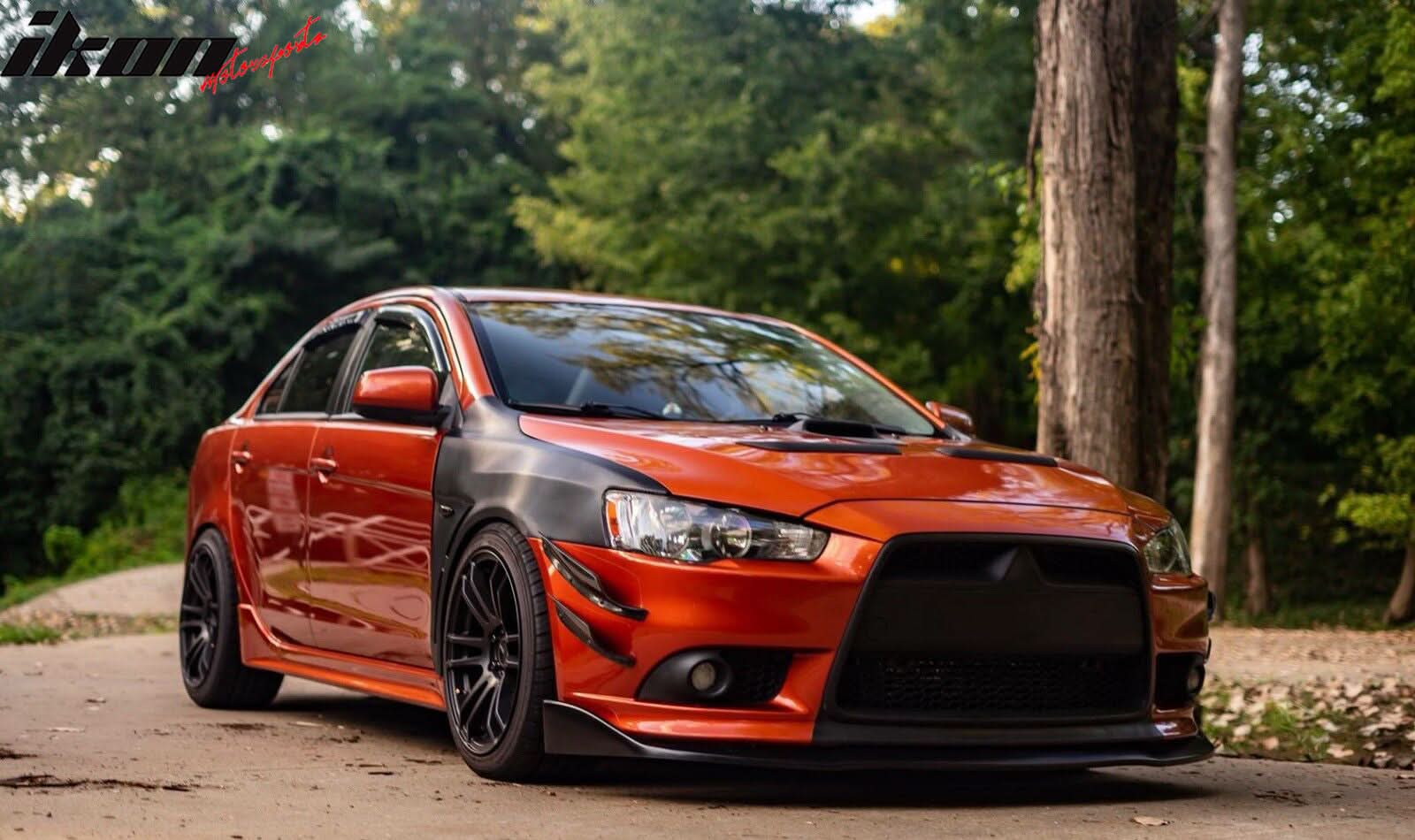 2009-2015 Mitsubishi Lancer CS Unpainted Black Front Bumper Lip PU - Image 7