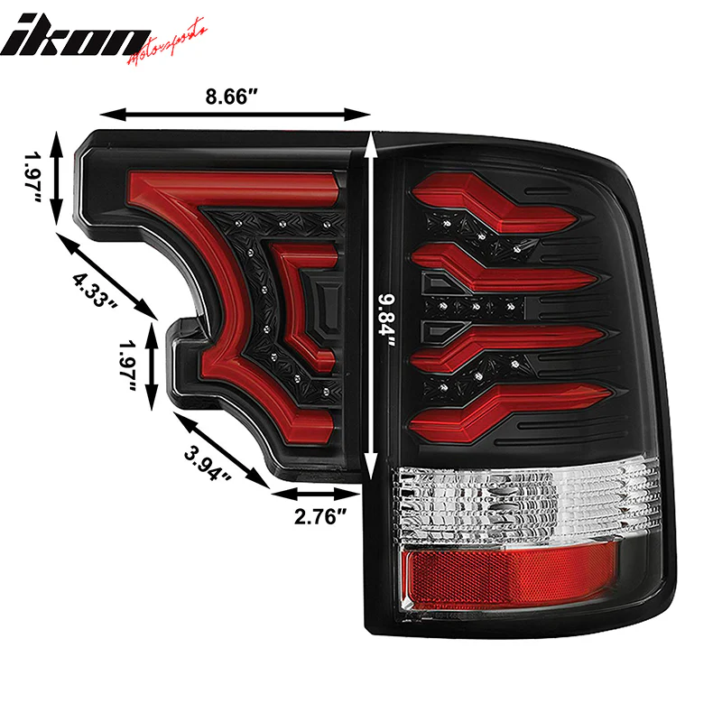 2009-2016 Dodge Ram 1500-3500 Clear Lens Black Housing LED Tail Lights - Image 2
