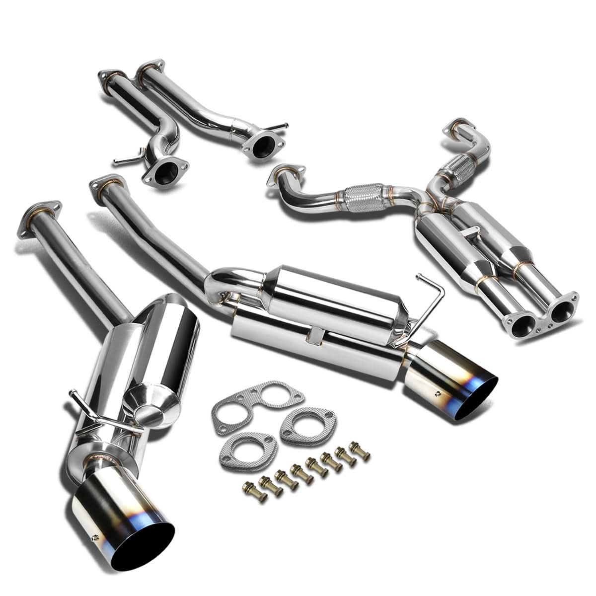 2009-2016 Nissan 370Z Catback Exhaust Dual Burnt Tip Stainless Steel - Image 2