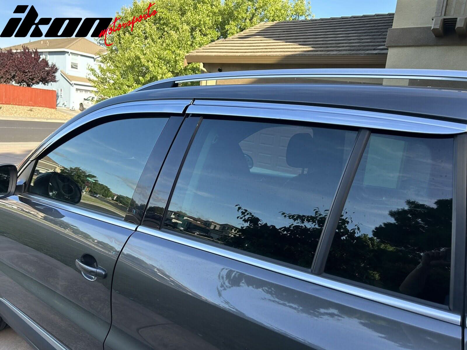 2009-2017 Volkswagen Tiguan Chrome Window Visors Rain Sun Guard ABS - Image 3