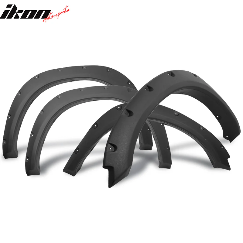 2009-2018 Dodge Ram 1500 Pocket Rivet Black Side Fender Flares PP 4PCS - Image 4