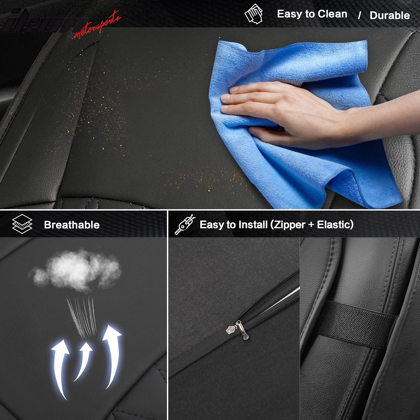 2009-2025 Ford F150 Crew Cab PU Leather Car Seat Cover w/ Pocket - Image 24