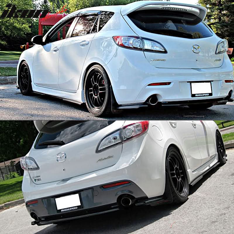 2010-2013 Mazda 3 Hatchback Rear Lip Apron Diffuser Dual Exhaust 3 PC - Image 4