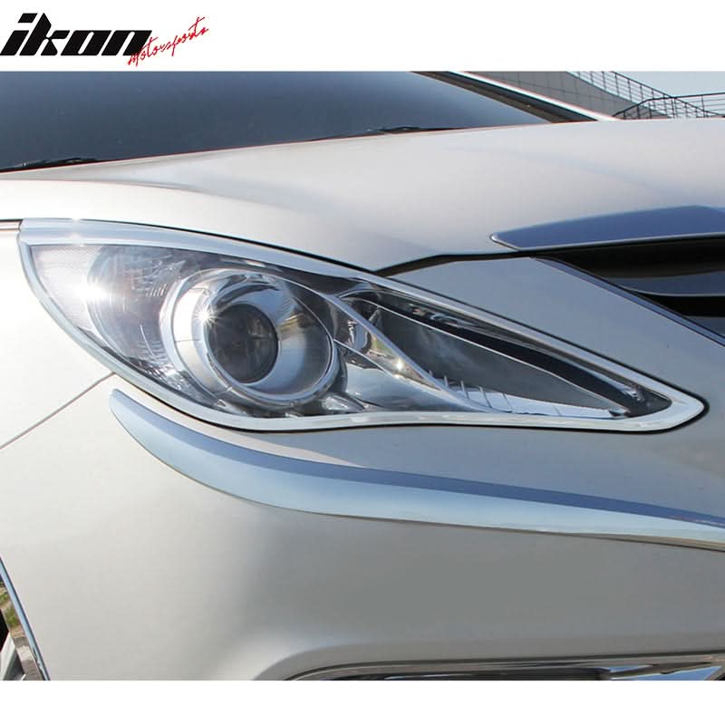 2011-2013 Hyundai Sonata Headlight Bezels Cover Trims Chrome ABS Pair - Image 2