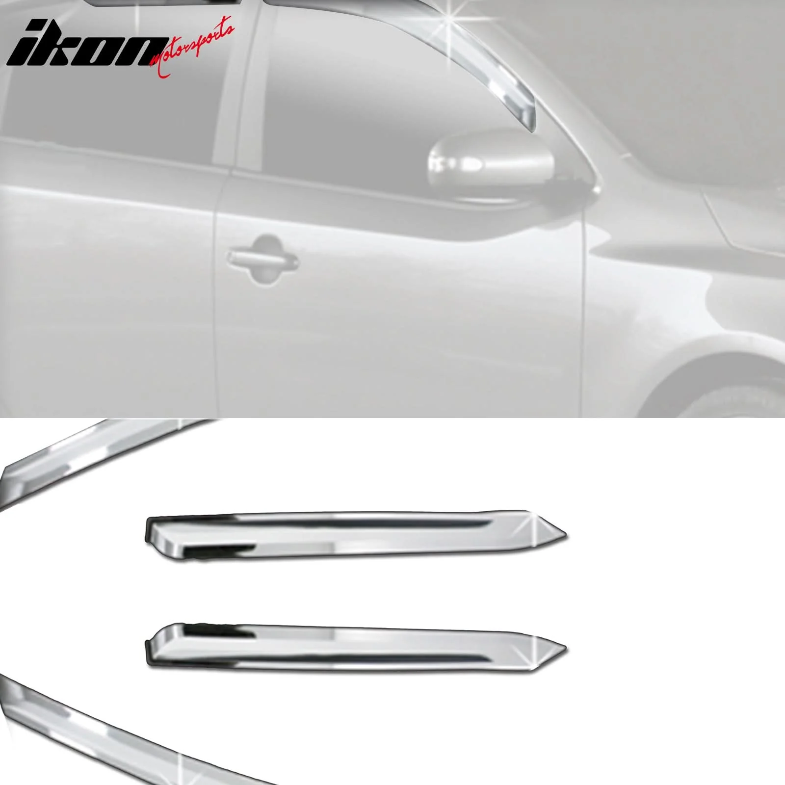 2011-2013 Kia Forte Hatchback Chrome ABS Window Visors Tape On 4PCS