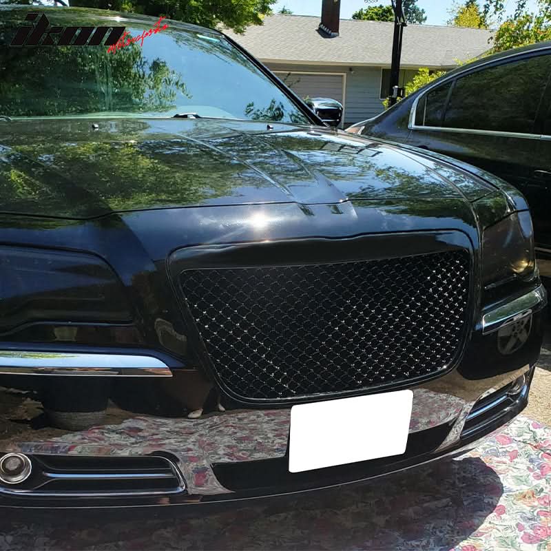2011-2014 Chrysler 300 300C B Style Black Front Bumper Mesh Grille ABS - Image 4