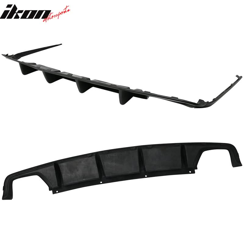2011-2014 Dodge Charger 4 Fin Unpainted Black Rear Bumper Diffuser PU - Image 3