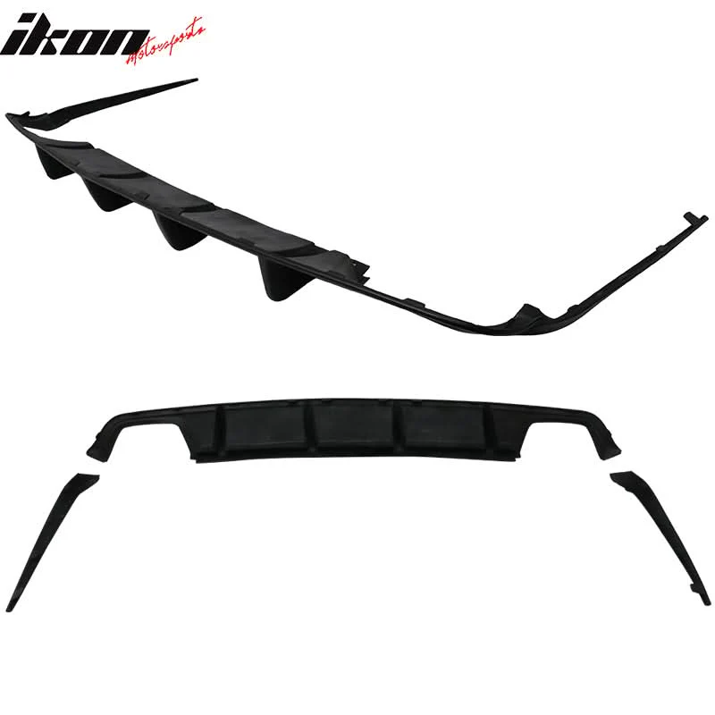 2011-2014 Dodge Charger 4 Fin Unpainted Black Rear Bumper Diffuser PU - Image 4