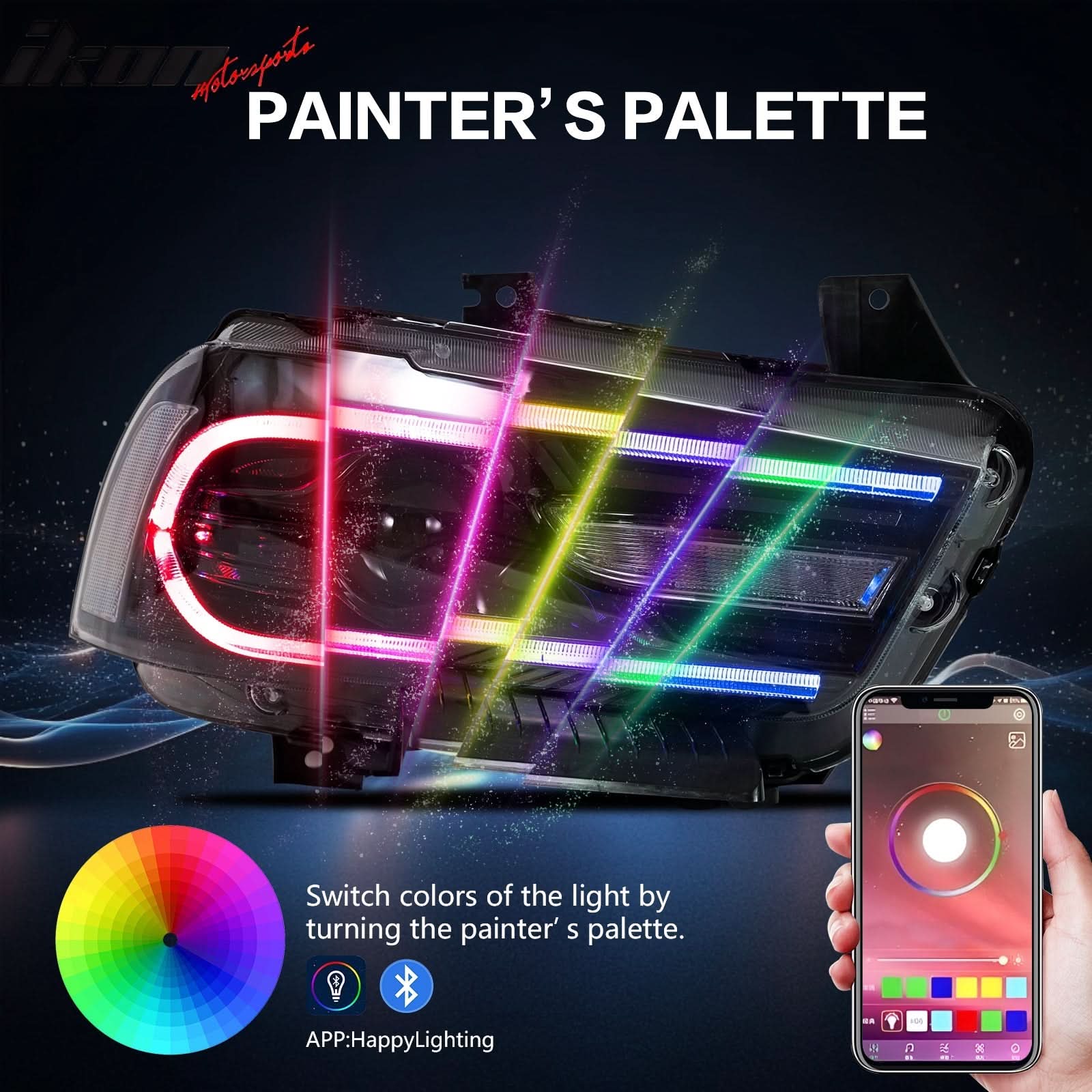 2011-2014 Dodge Charger DRL LED Headlights Lamps with 8 Colors - Image 2