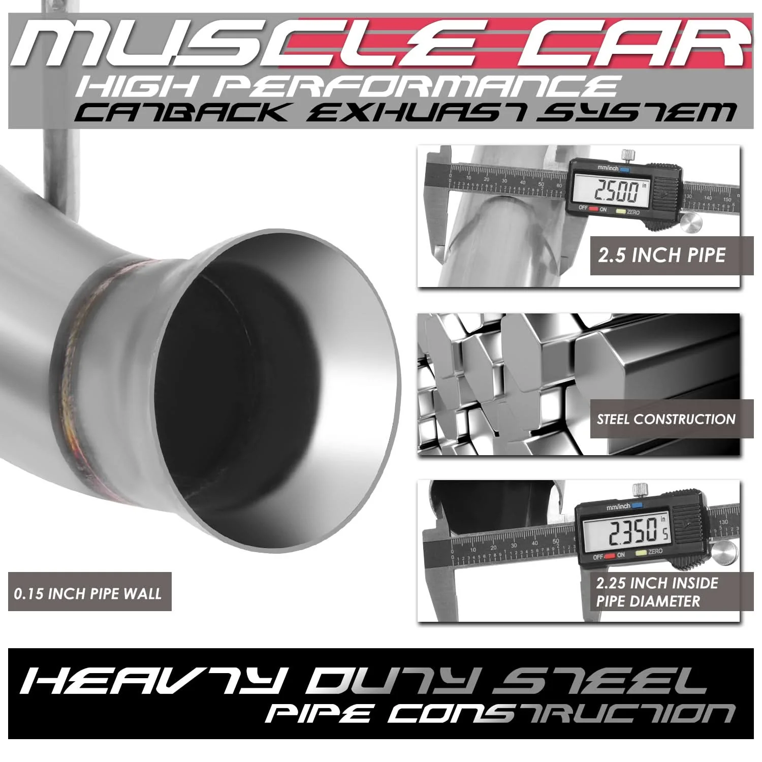 2011-2014 Ford Mustang 5.0L Axleback Exhaust Dual Rolled Tip Stainless Steel - Image 5
