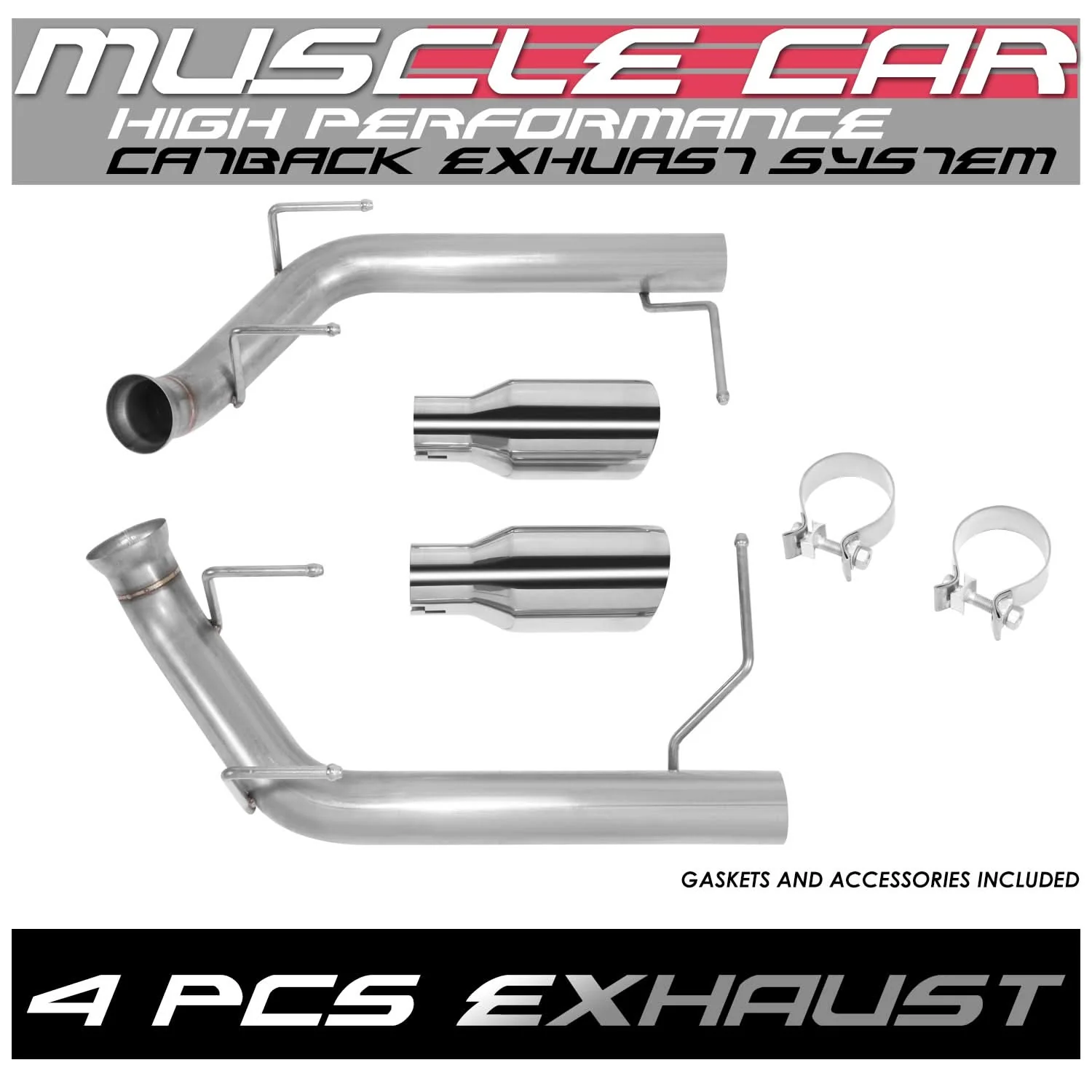 2011-2014 Ford Mustang 5.0L Axleback Exhaust Dual Rolled Tip Stainless Steel - Image 6