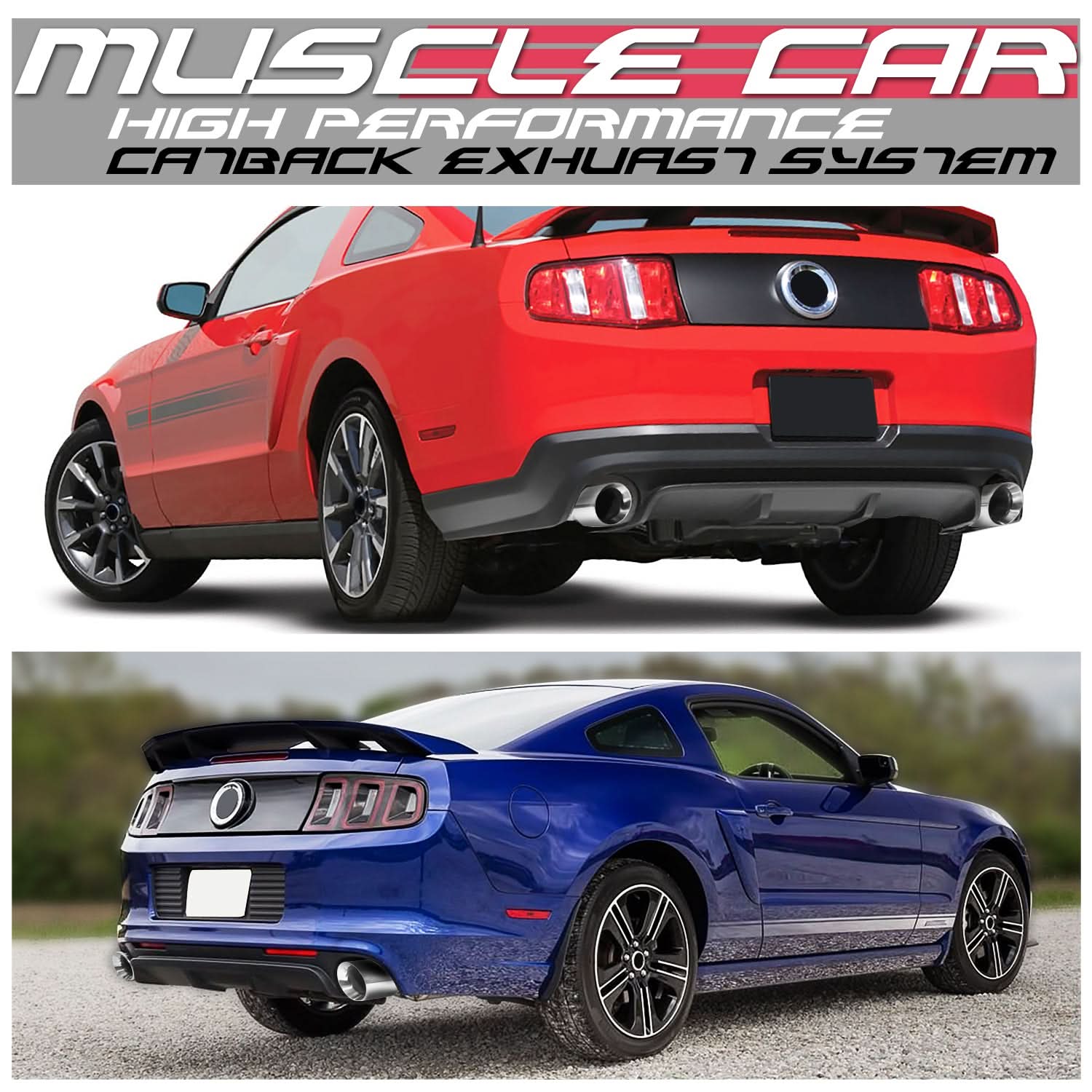 2011-2014 Ford Mustang 5.0L Axleback Exhaust Dual Rolled Tip Stainless Steel - Image 7