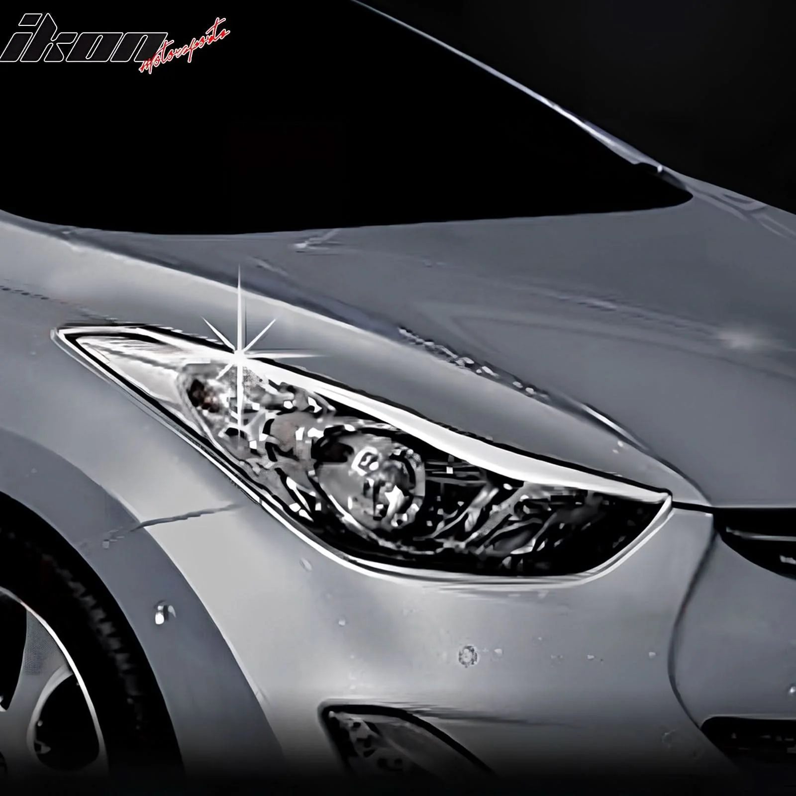 2011-2016 Hyundai Elantra 4Dr Headlight Bezels Cover Trim Chrome ABS - Image 2